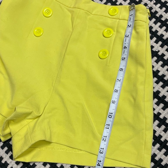Forever 21 neon yellow high-waisted sailor shorts. - Picture 5 of 6